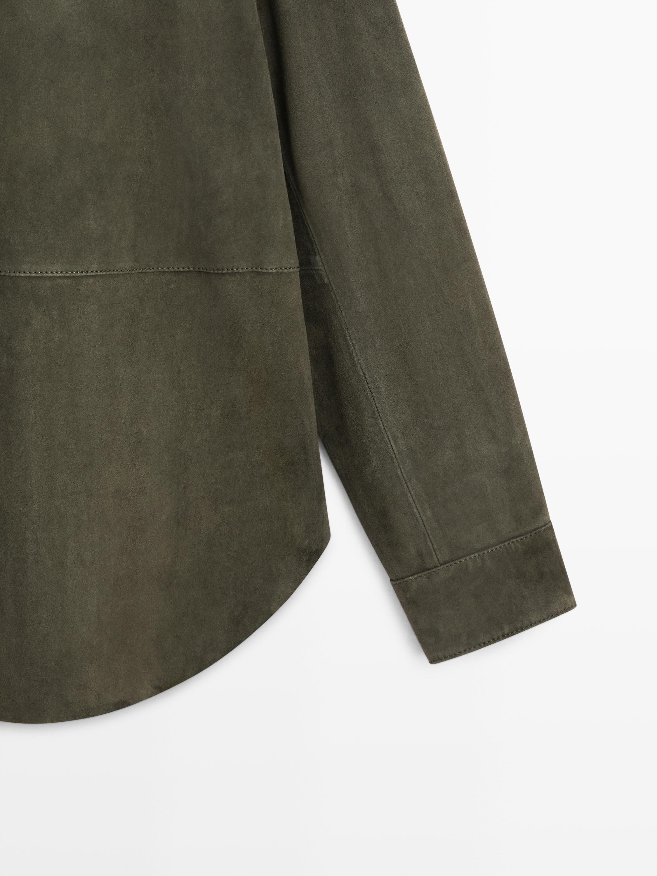 Suede leather shirt with seams